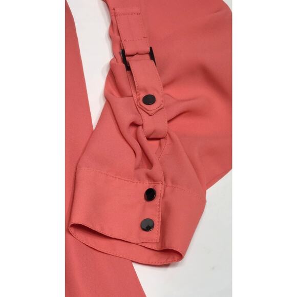 Adrianna Papell orange long sleeve blouse women's large roll tab - Picture 3 of 5